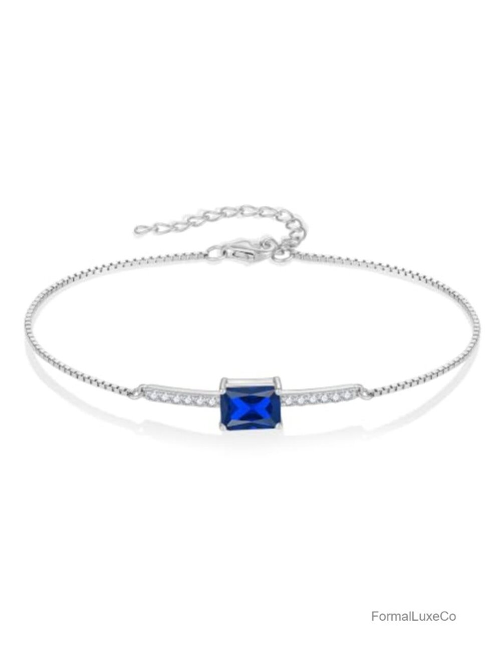 Sterling Silver Halo Rectangular Cubic Zirconia Bracelet